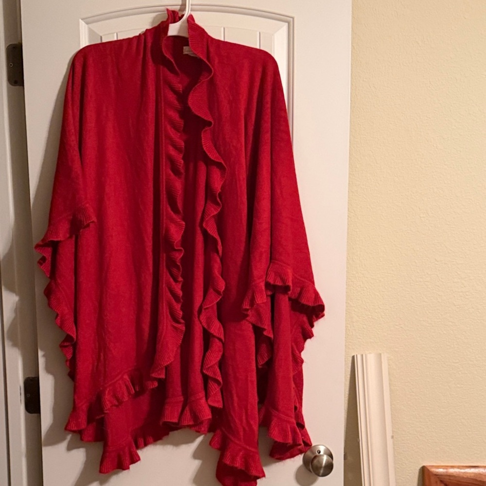Red Ruffled Shawl